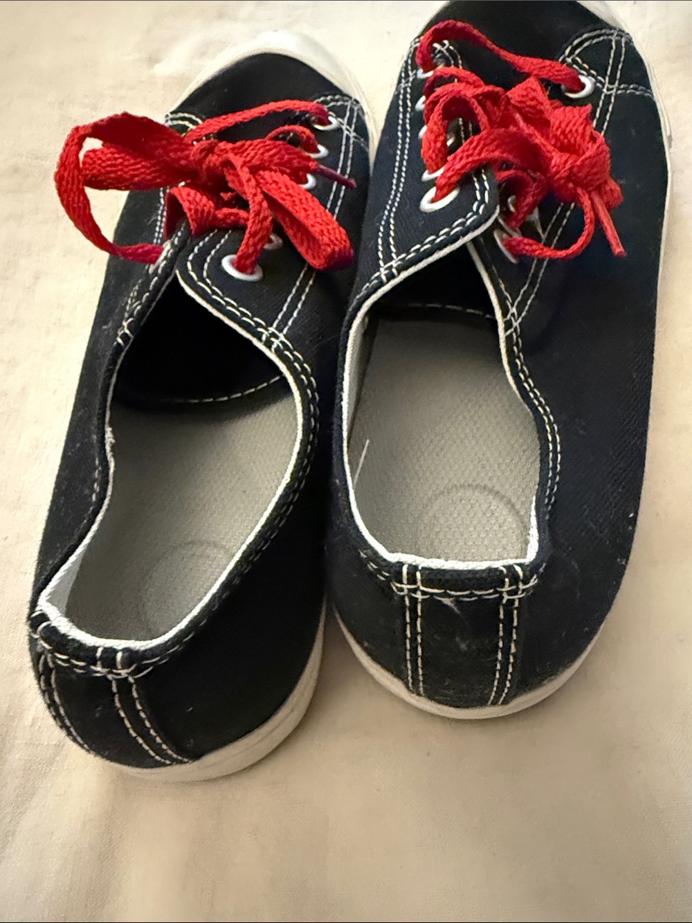 Muji Black Canvas Sneakers with Red Laces - Picture 5 of 5
